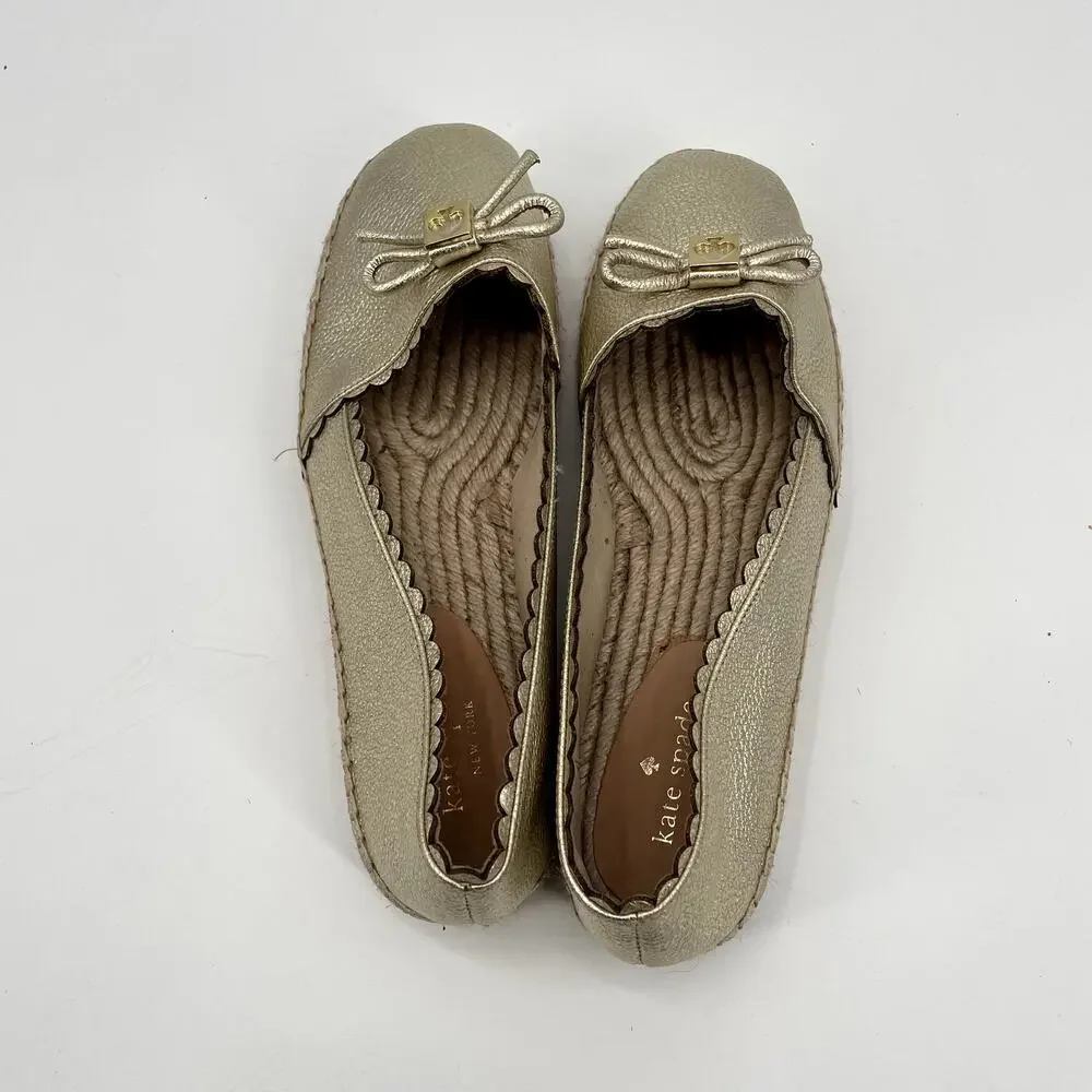 KATE SPADE Gold Loranne Espadrille Slip Ons // 9.5